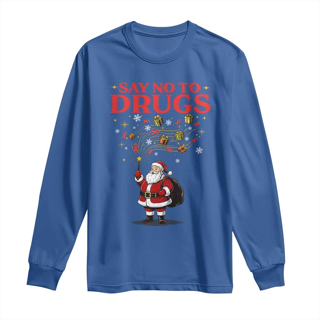 Santa Christmas Long Sleeve Shirt AIDS Awwanrness Red Ribbon HIV Support - Wonder Print Shop