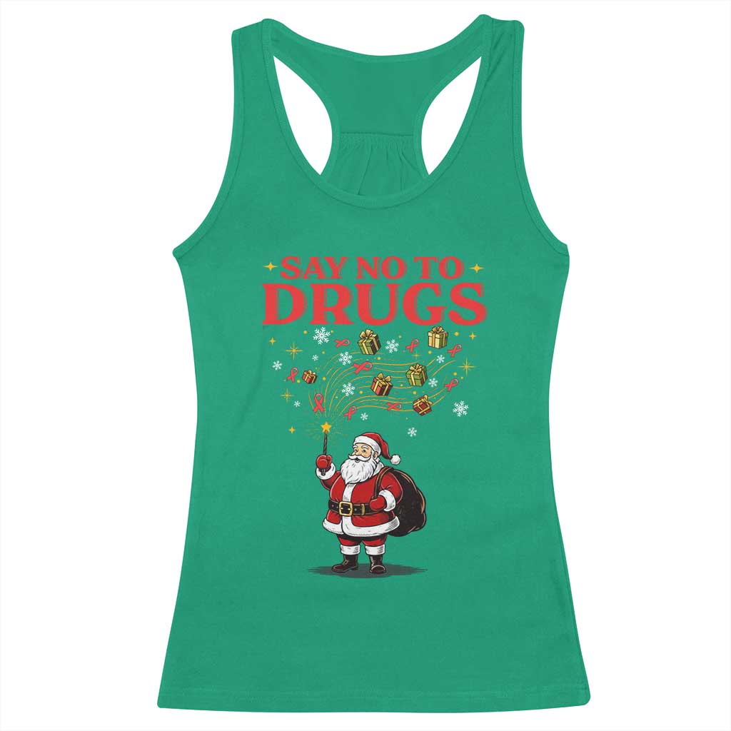 Santa Christmas Racerback Tank Top AIDS Awwanrness Red Ribbon HIV Support - Wonder Print Shop