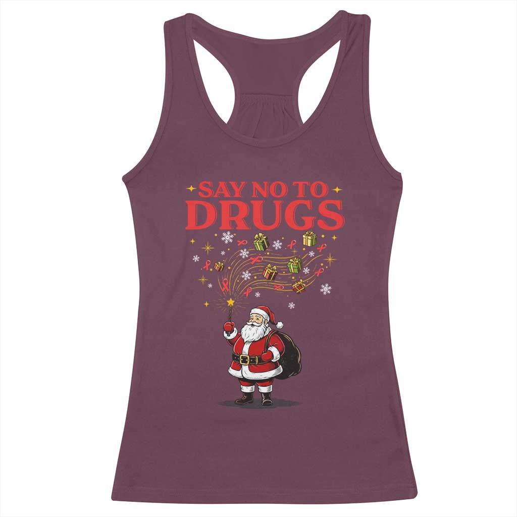 Santa Christmas Racerback Tank Top AIDS Awwanrness Red Ribbon HIV Support - Wonder Print Shop