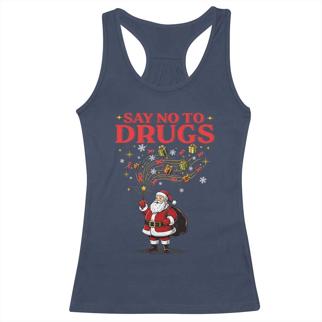 Santa Christmas Racerback Tank Top AIDS Awwanrness Red Ribbon HIV Support - Wonder Print Shop