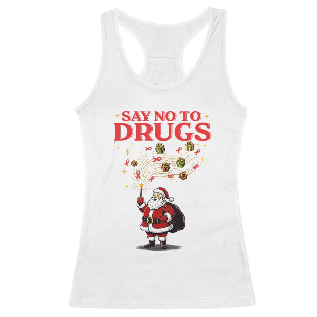 Santa Christmas Racerback Tank Top AIDS Awwanrness Red Ribbon HIV Support - Wonder Print Shop