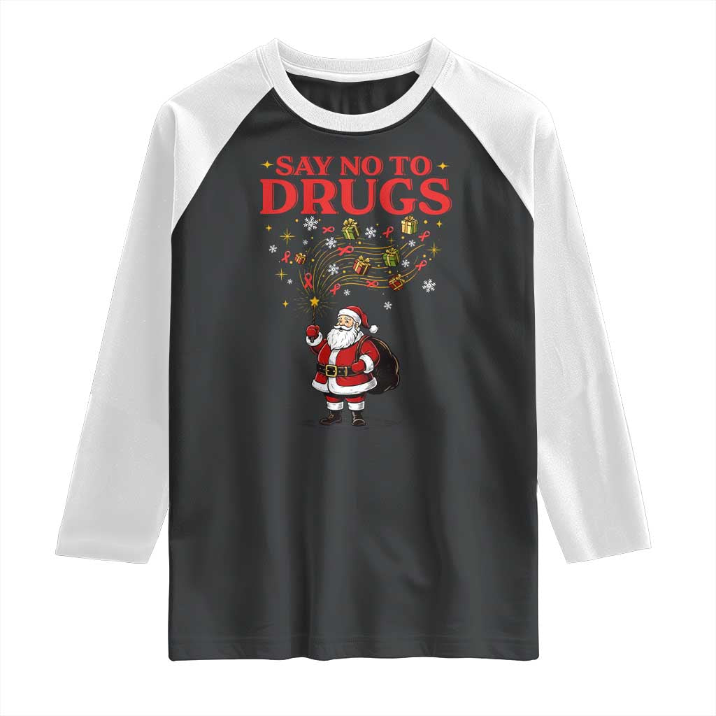 Santa Christmas Raglan Shirt AIDS Awwanrness Red Ribbon HIV Support - Wonder Print Shop