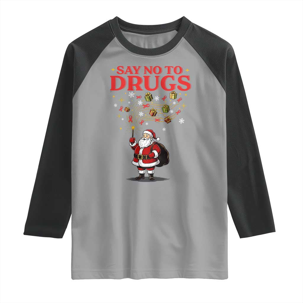Santa Christmas Raglan Shirt AIDS Awwanrness Red Ribbon HIV Support - Wonder Print Shop