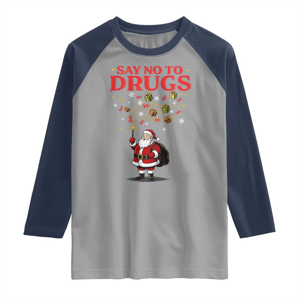 Santa Christmas Raglan Shirt AIDS Awwanrness Red Ribbon HIV Support - Wonder Print Shop