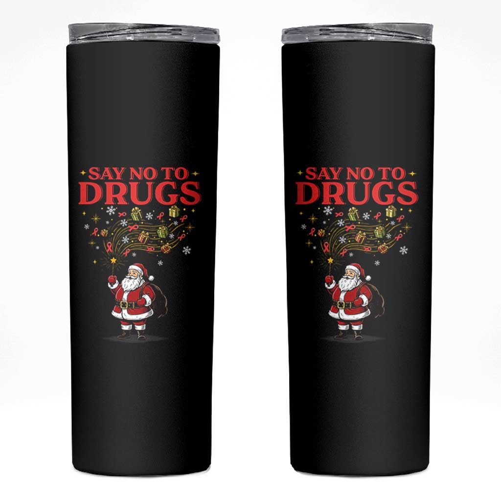 Santa Christmas Skinny Tumbler AIDS Awwanrness Red Ribbon HIV Support - Wonder Print Shop