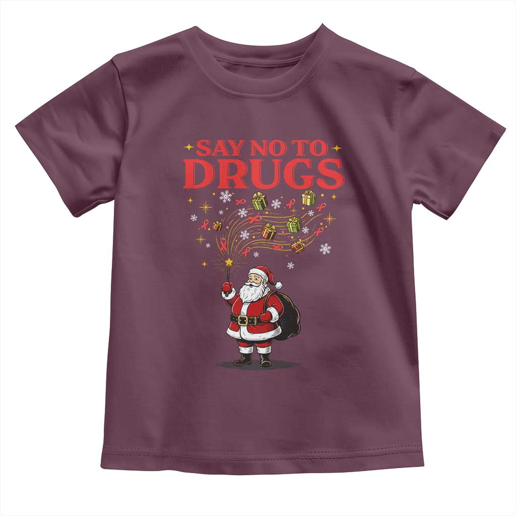 Santa Christmas Toddler T Shirt AIDS Awwanrness Red Ribbon HIV Support - Wonder Print Shop