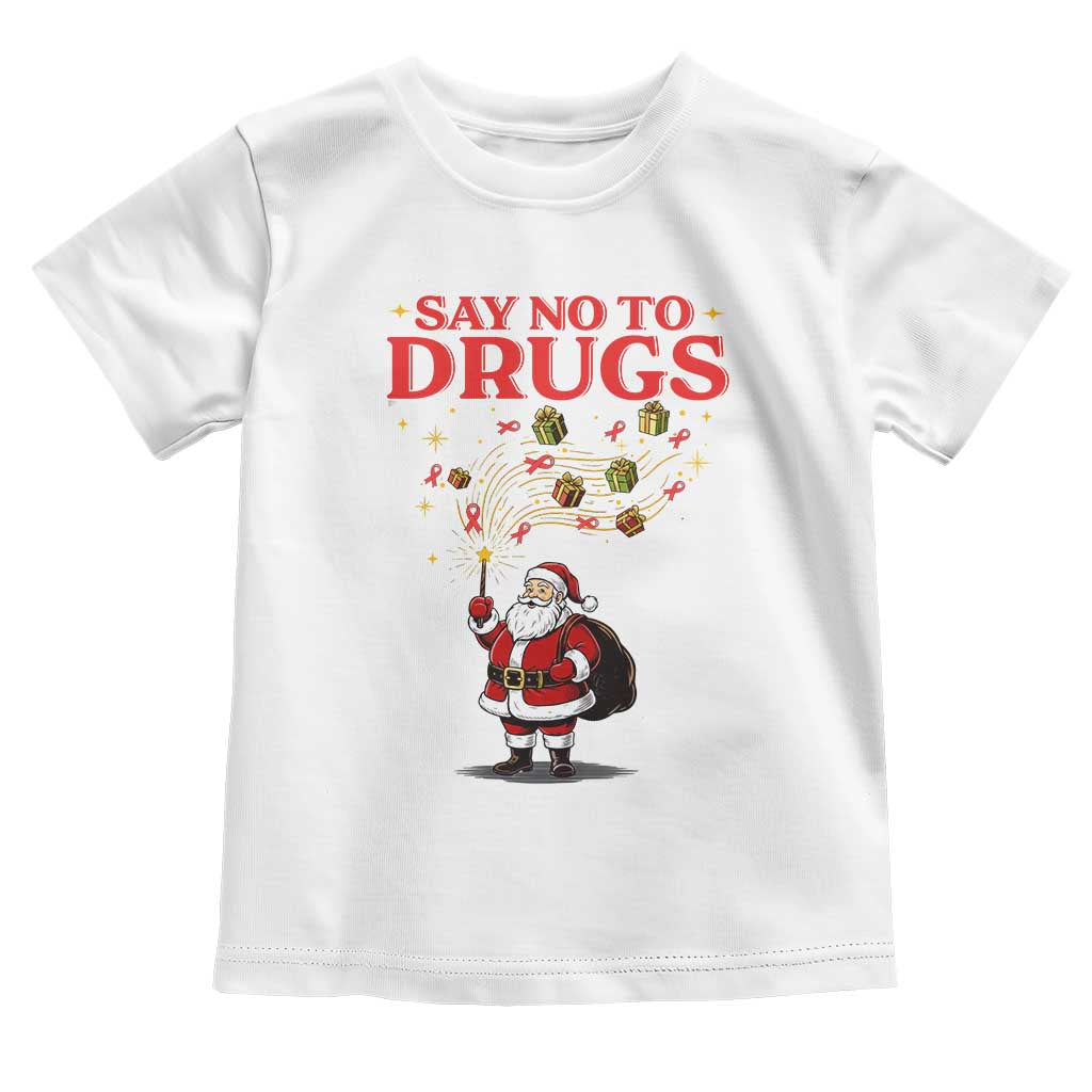 Santa Christmas Toddler T Shirt AIDS Awwanrness Red Ribbon HIV Support - Wonder Print Shop