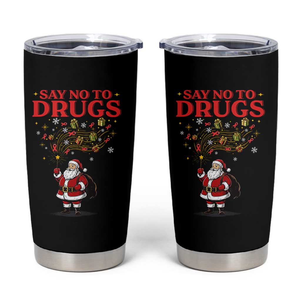 Santa Christmas Tumbler Cup AIDS Awwanrness Red Ribbon HIV Support - Wonder Print Shop