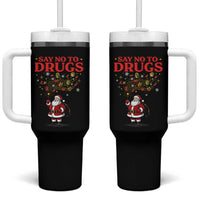 Santa Christmas Tumbler With Handle AIDS Awwanrness Red Ribbon HIV Support - Wonder Print Shop