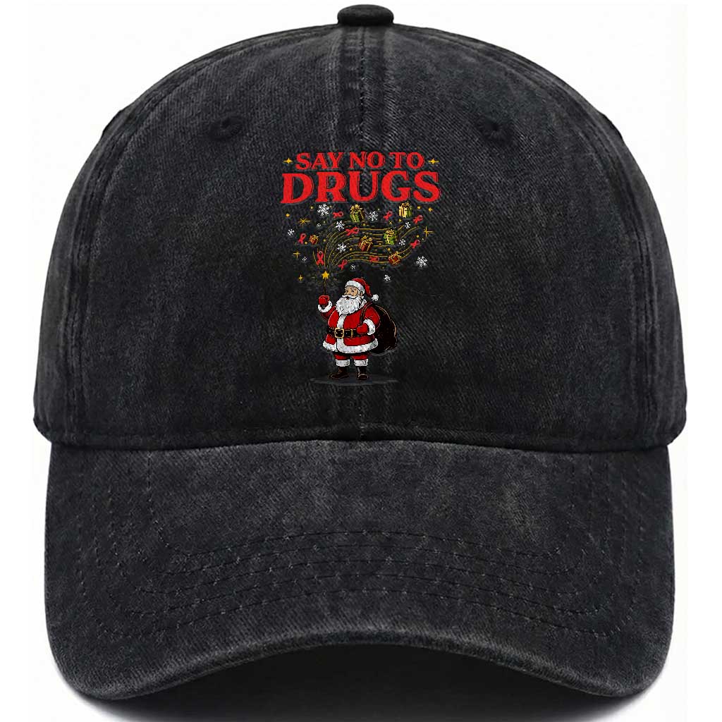 Santa Christmas Washed Cotton Baseball Cap AIDS Awwanrness Red Ribbon HIV Support