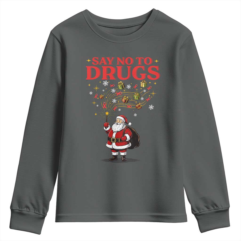 Santa Christmas Youth Sweatshirt AIDS Awwanrness Red Ribbon HIV Support - Wonder Print Shop