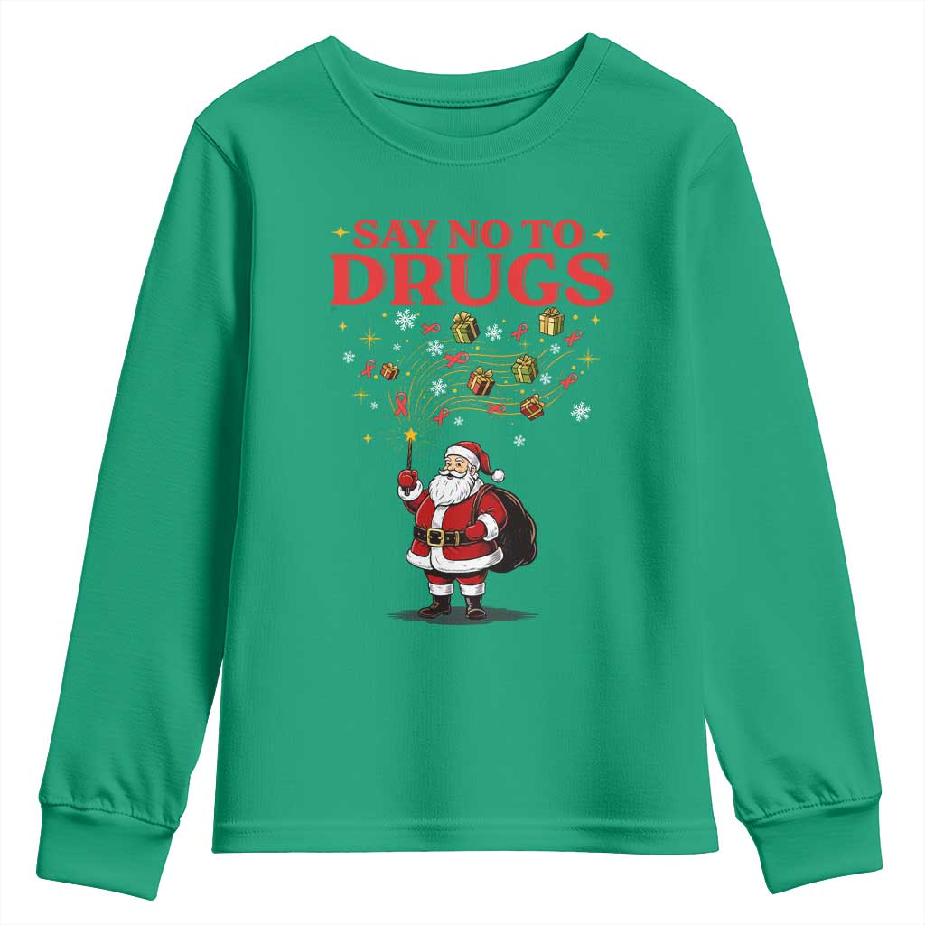 Santa Christmas Youth Sweatshirt AIDS Awwanrness Red Ribbon HIV Support - Wonder Print Shop