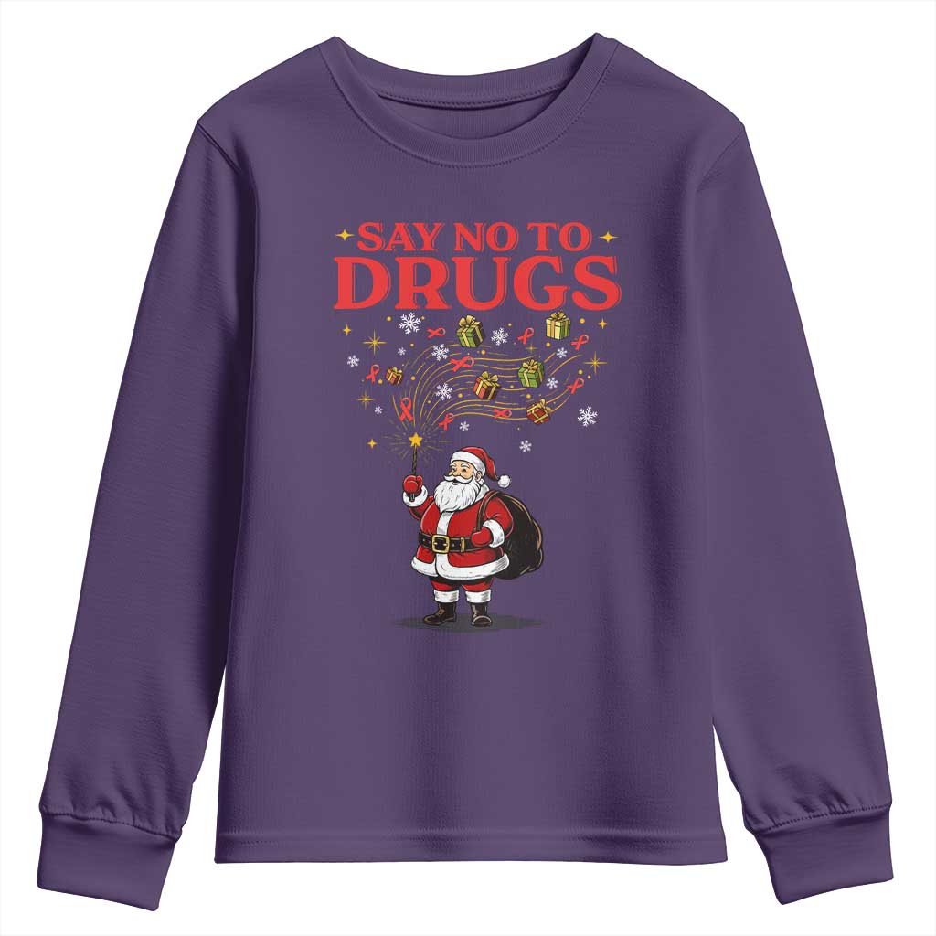 Santa Christmas Youth Sweatshirt AIDS Awwanrness Red Ribbon HIV Support - Wonder Print Shop