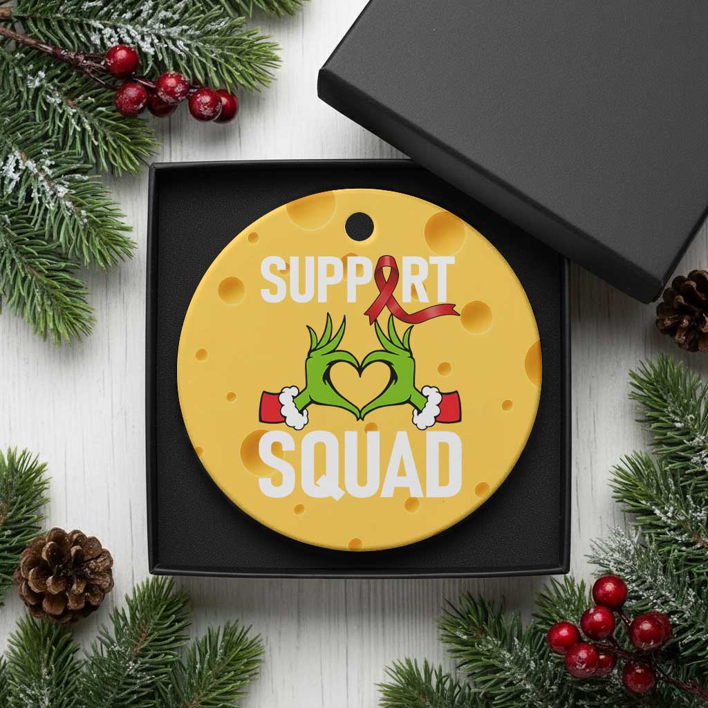 Red Ribbon AIDS Awareness Ceramic Ornament Elf Hand Xmas HIV Support - Wonder Print Shop