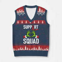 Red Ribbon AIDS Awareness V-Neck Knit Sweater Vest Elf Hand Xmas HIV Support - Wonder Print Shop