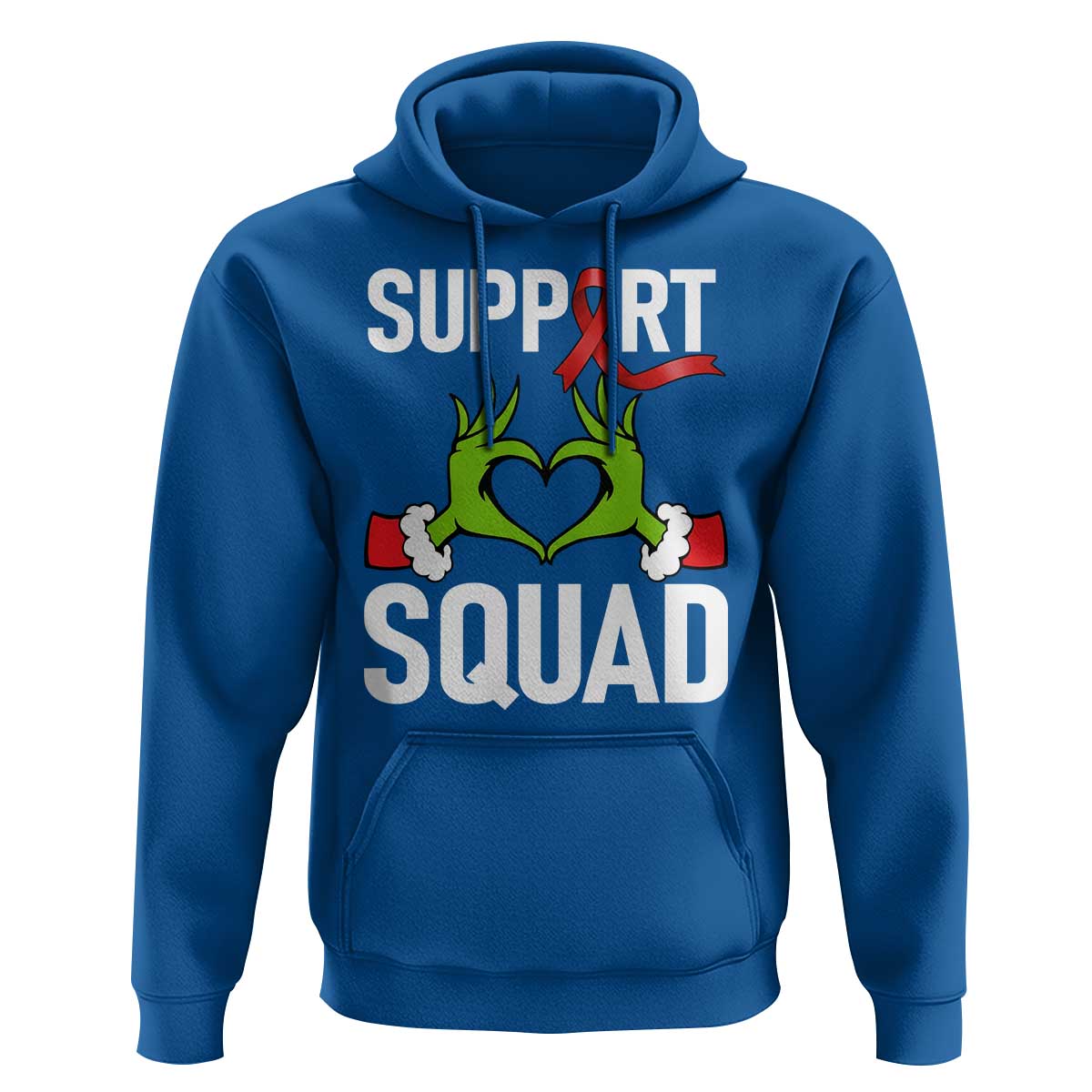 Red Ribbon AIDS Awareness Hoodie Elf Hand Christmas HIV Support - Wonder Print Shop