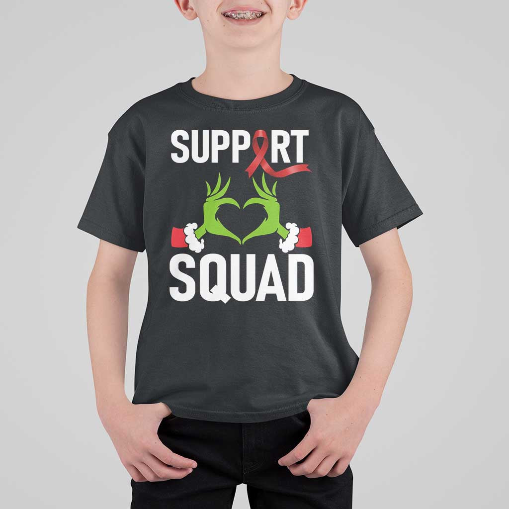 Red Ribbon AIDS Awareness T Shirt For Kid Elf Hand Christmas HIV Support - Wonder Print Shop