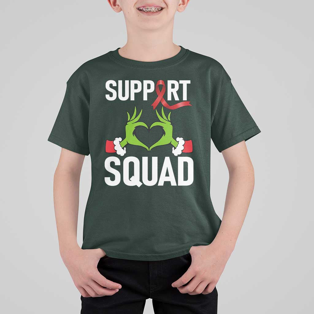 Red Ribbon AIDS Awareness T Shirt For Kid Elf Hand Christmas HIV Support - Wonder Print Shop