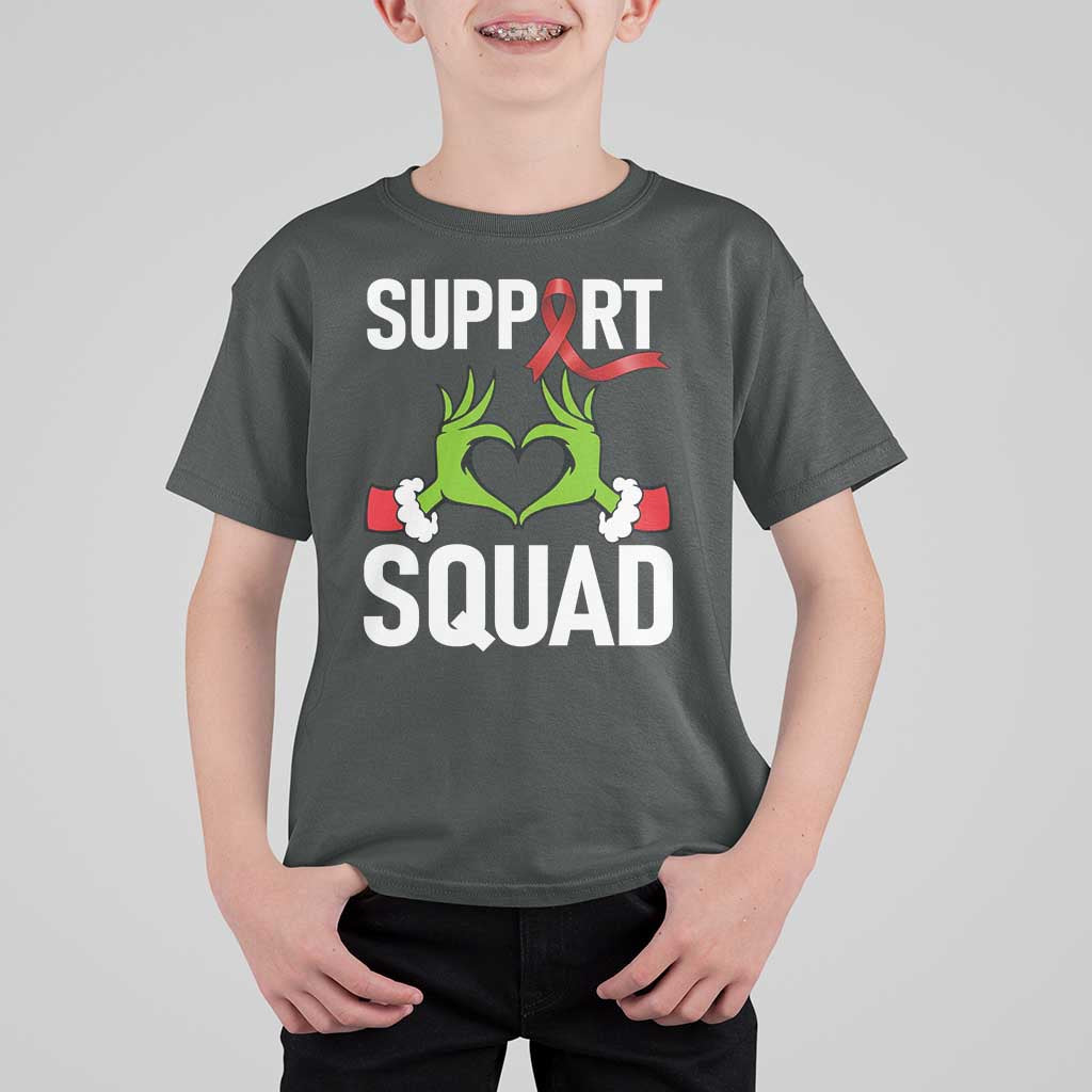 Red Ribbon AIDS Awareness T Shirt For Kid Elf Hand Christmas HIV Support - Wonder Print Shop