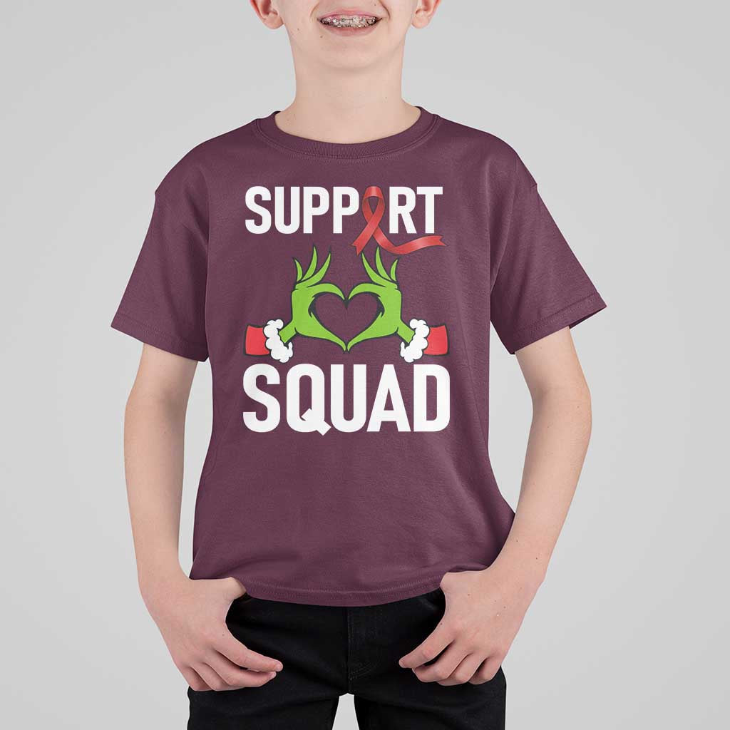 Red Ribbon AIDS Awareness T Shirt For Kid Elf Hand Christmas HIV Support - Wonder Print Shop