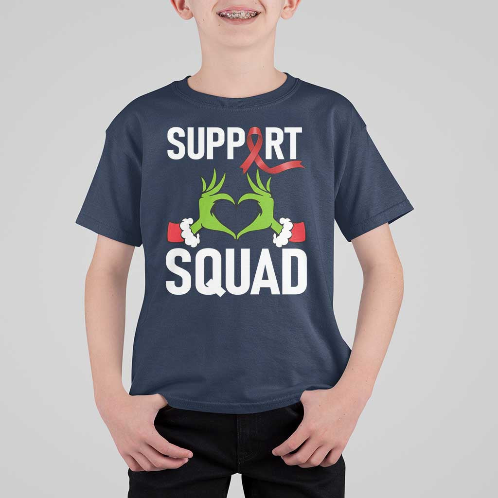 Red Ribbon AIDS Awareness T Shirt For Kid Elf Hand Christmas HIV Support - Wonder Print Shop