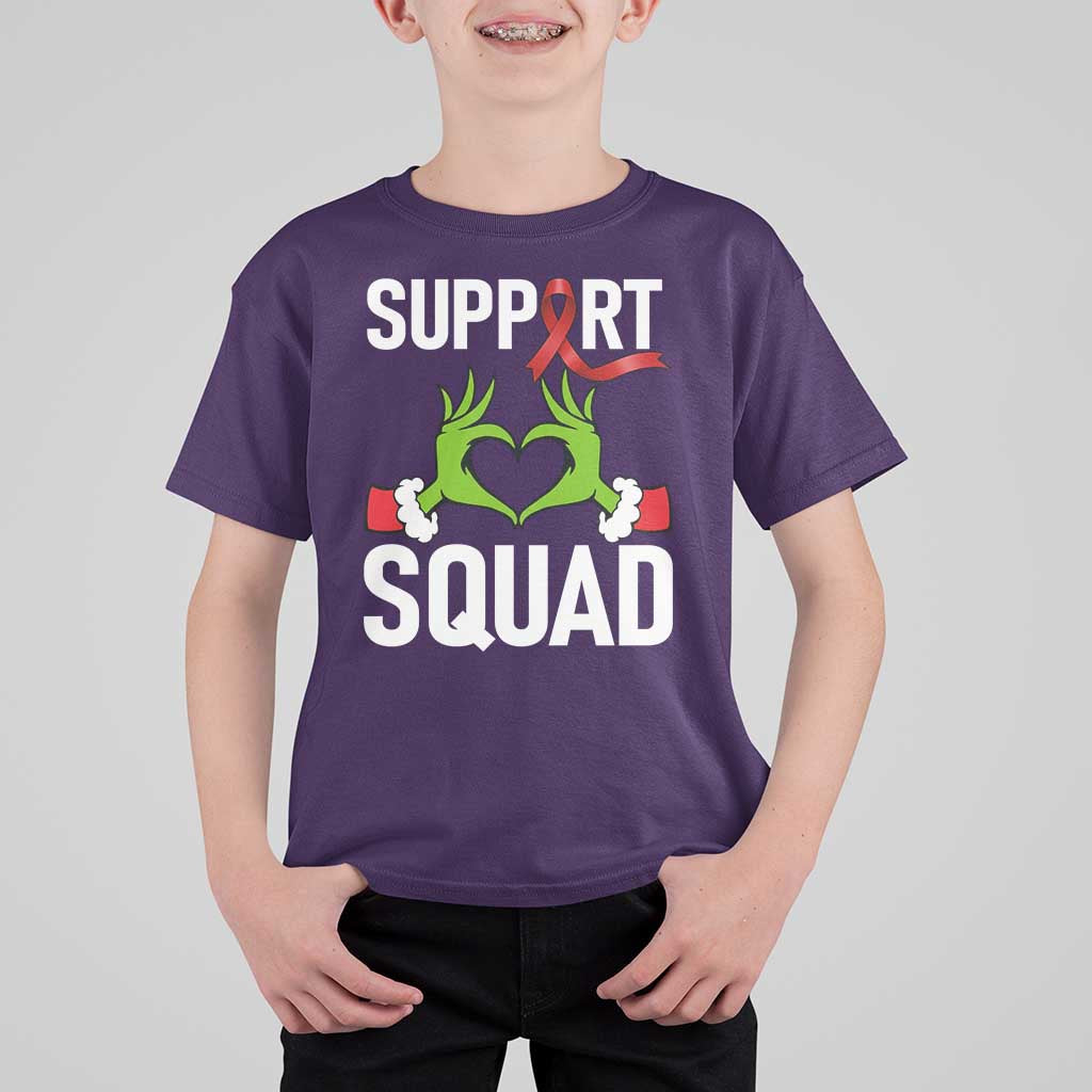 Red Ribbon AIDS Awareness T Shirt For Kid Elf Hand Christmas HIV Support - Wonder Print Shop