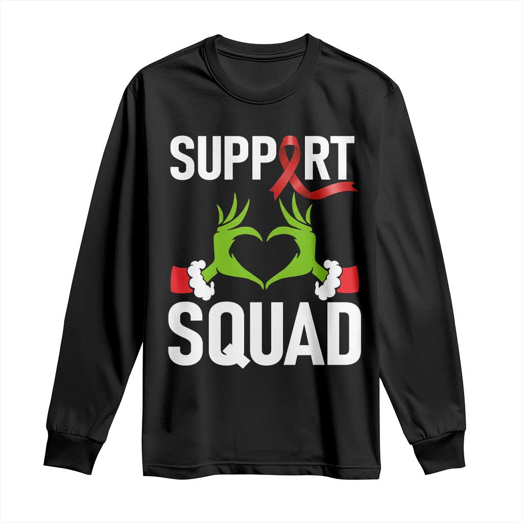 Red Ribbon AIDS Awareness Long Sleeve Shirt Elf Hand Christmas HIV Support - Wonder Print Shop