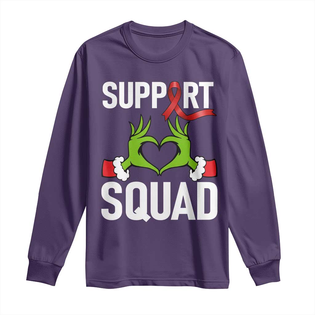 Red Ribbon AIDS Awareness Long Sleeve Shirt Elf Hand Christmas HIV Support - Wonder Print Shop