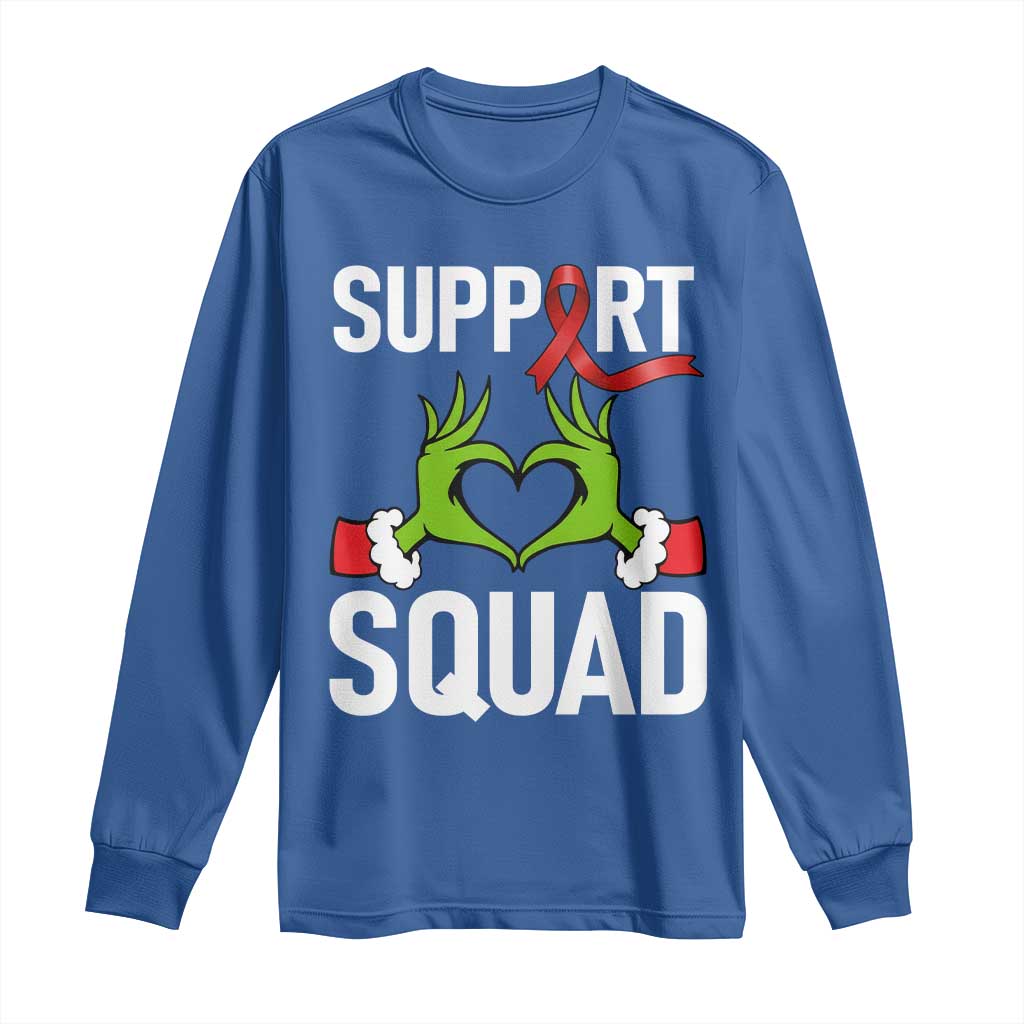 Red Ribbon AIDS Awareness Long Sleeve Shirt Elf Hand Christmas HIV Support - Wonder Print Shop