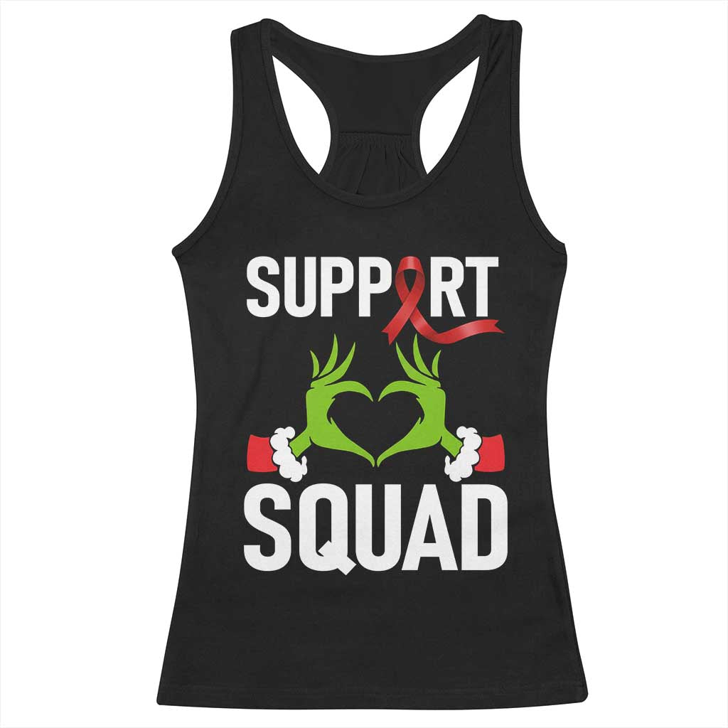 Red Ribbon AIDS Awareness Racerback Tank Top Elf Hand Christmas HIV Support - Wonder Print Shop