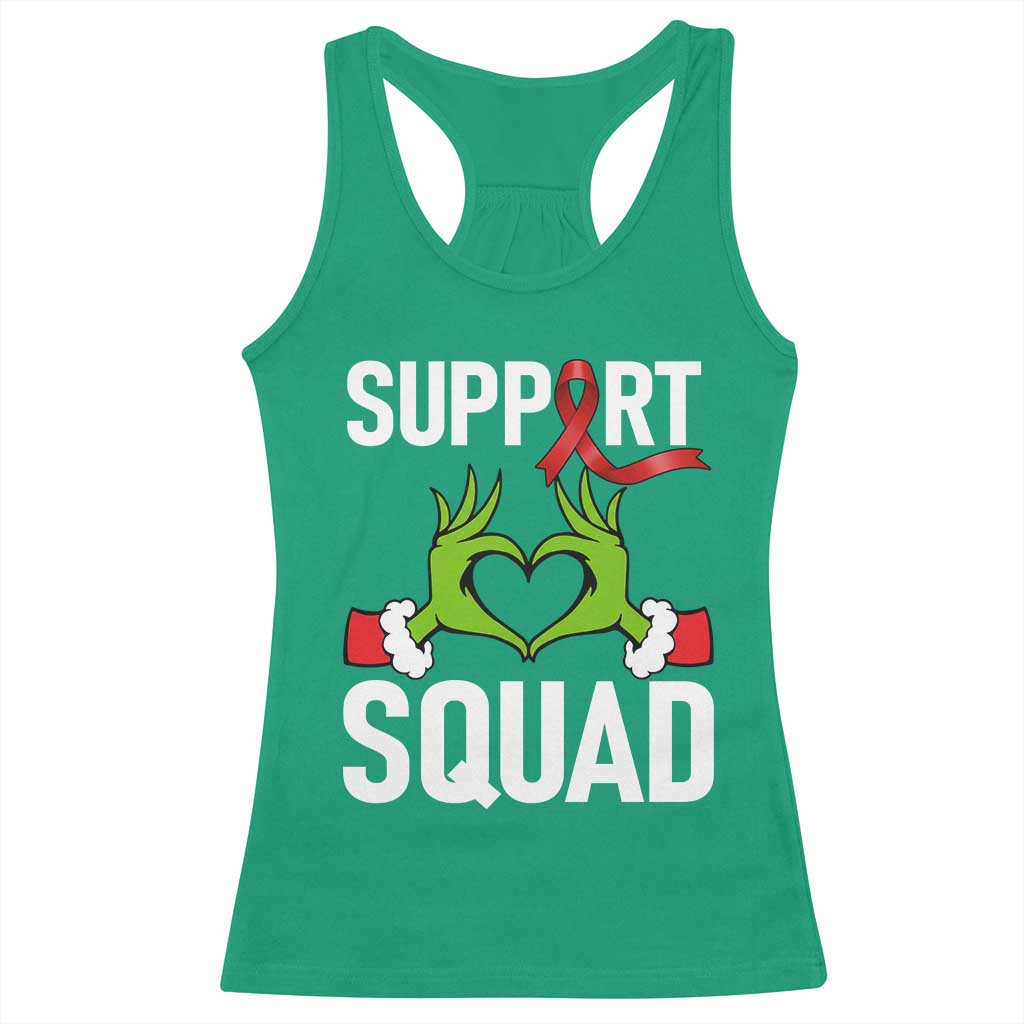 Red Ribbon AIDS Awareness Racerback Tank Top Elf Hand Christmas HIV Support - Wonder Print Shop