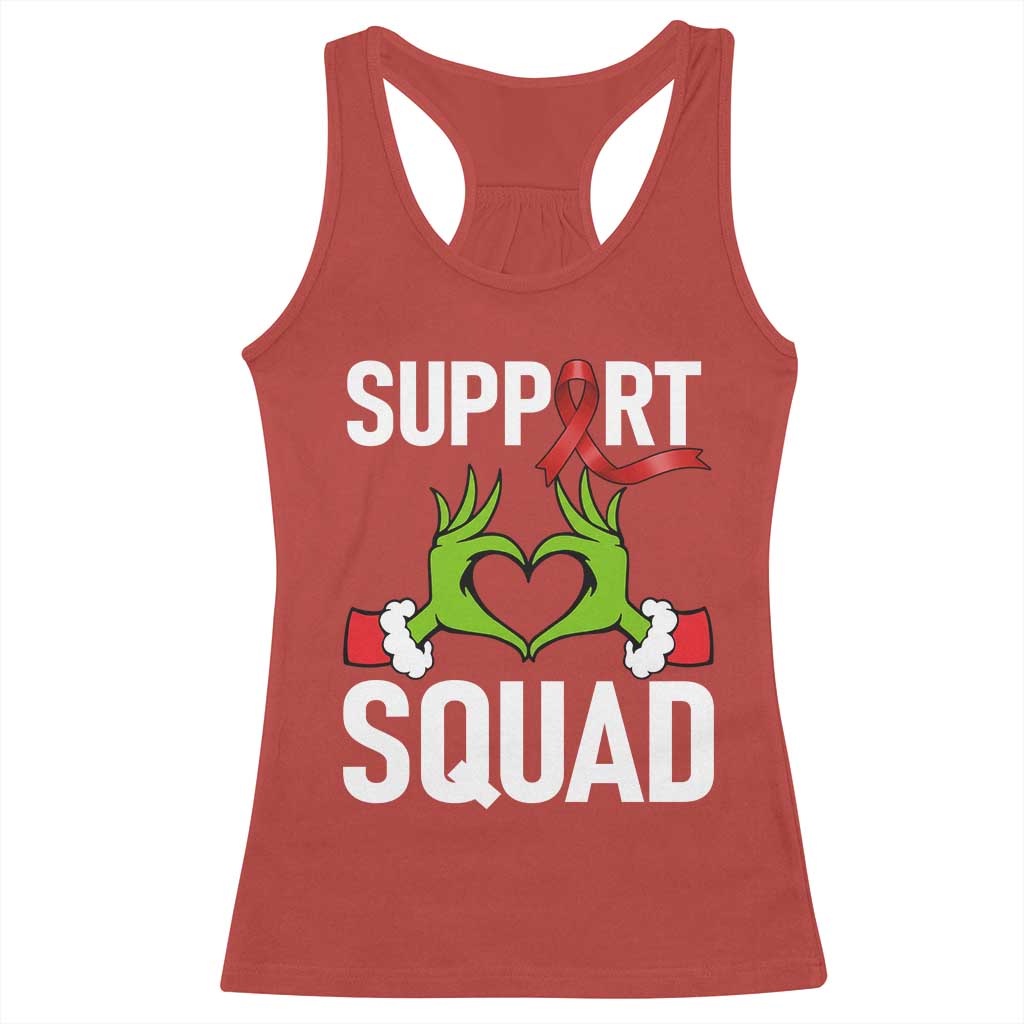 Red Ribbon AIDS Awareness Racerback Tank Top Elf Hand Christmas HIV Support - Wonder Print Shop