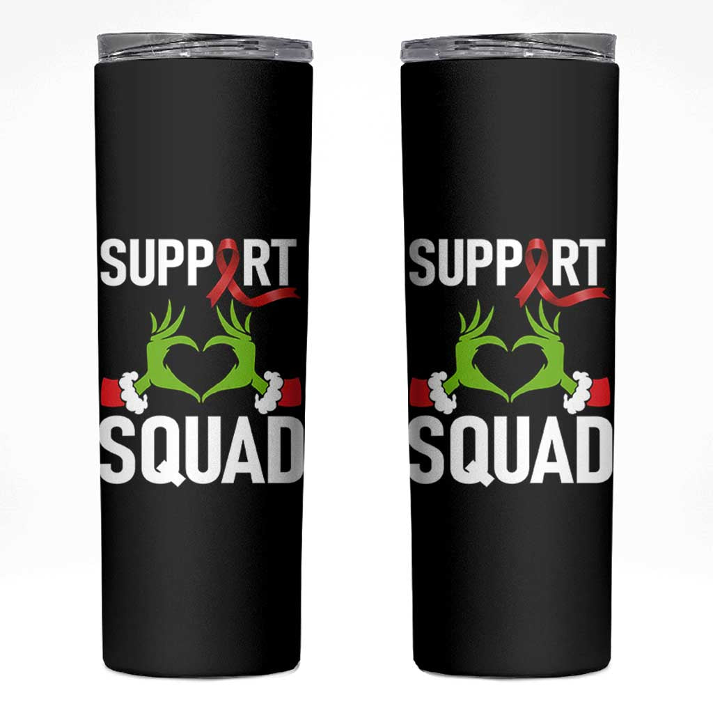 Red Ribbon AIDS Awareness Skinny Tumbler Elf Hand Christmas HIV Support - Wonder Print Shop