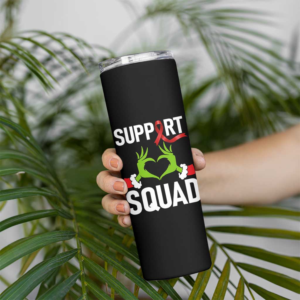 Red Ribbon AIDS Awareness Skinny Tumbler Elf Hand Christmas HIV Support - Wonder Print Shop