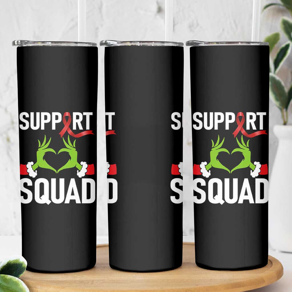 Red Ribbon AIDS Awareness Skinny Tumbler Elf Hand Christmas HIV Support - Wonder Print Shop