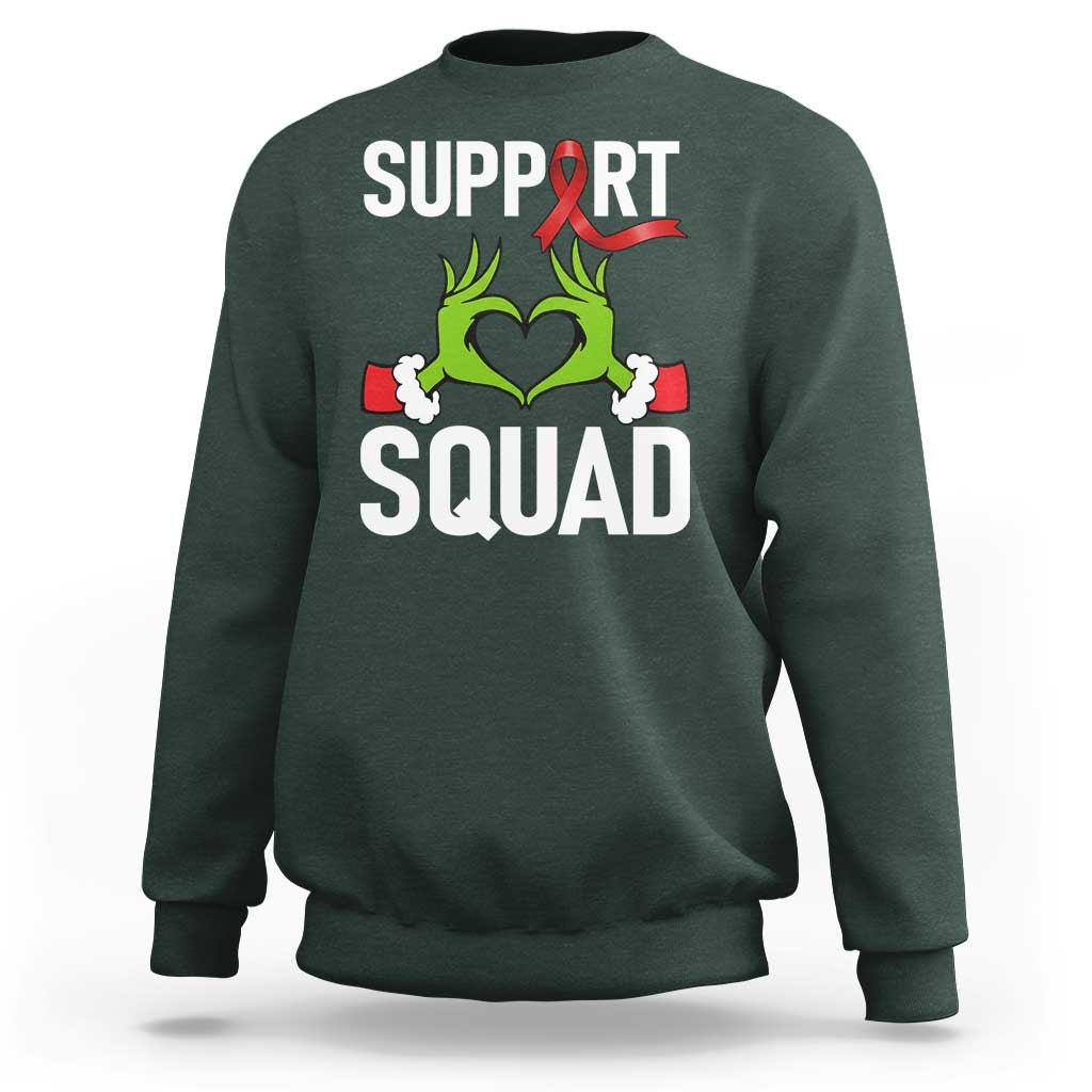 Red Ribbon AIDS Awareness Sweatshirt Elf Hand Christmas HIV Support - Wonder Print Shop