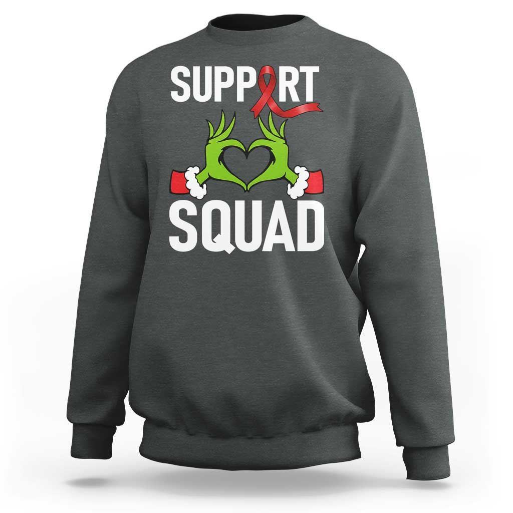 Red Ribbon AIDS Awareness Sweatshirt Elf Hand Christmas HIV Support - Wonder Print Shop