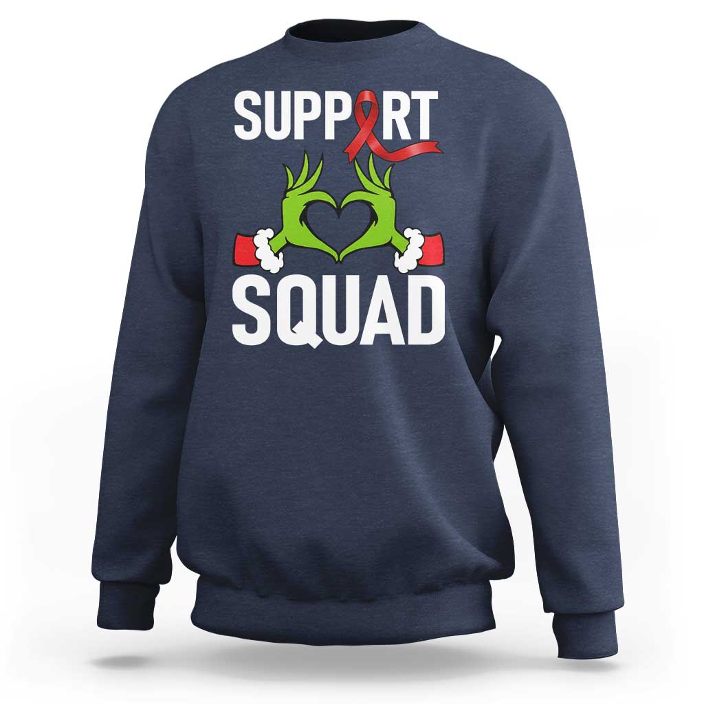 Red Ribbon AIDS Awareness Sweatshirt Elf Hand Christmas HIV Support - Wonder Print Shop