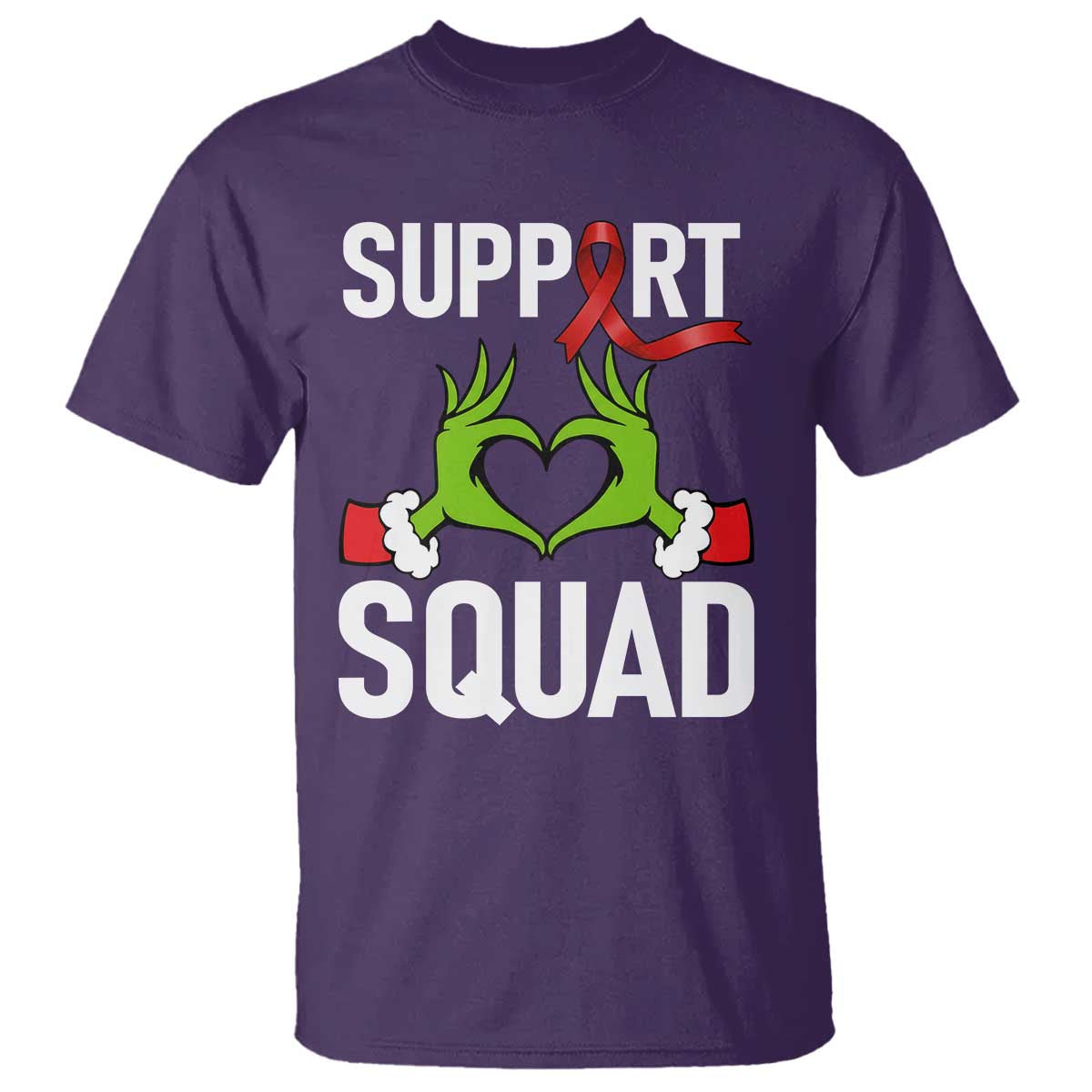 Red Ribbon AIDS Awareness T Shirt Elf Hand Christmas HIV Support - Wonder Print Shop