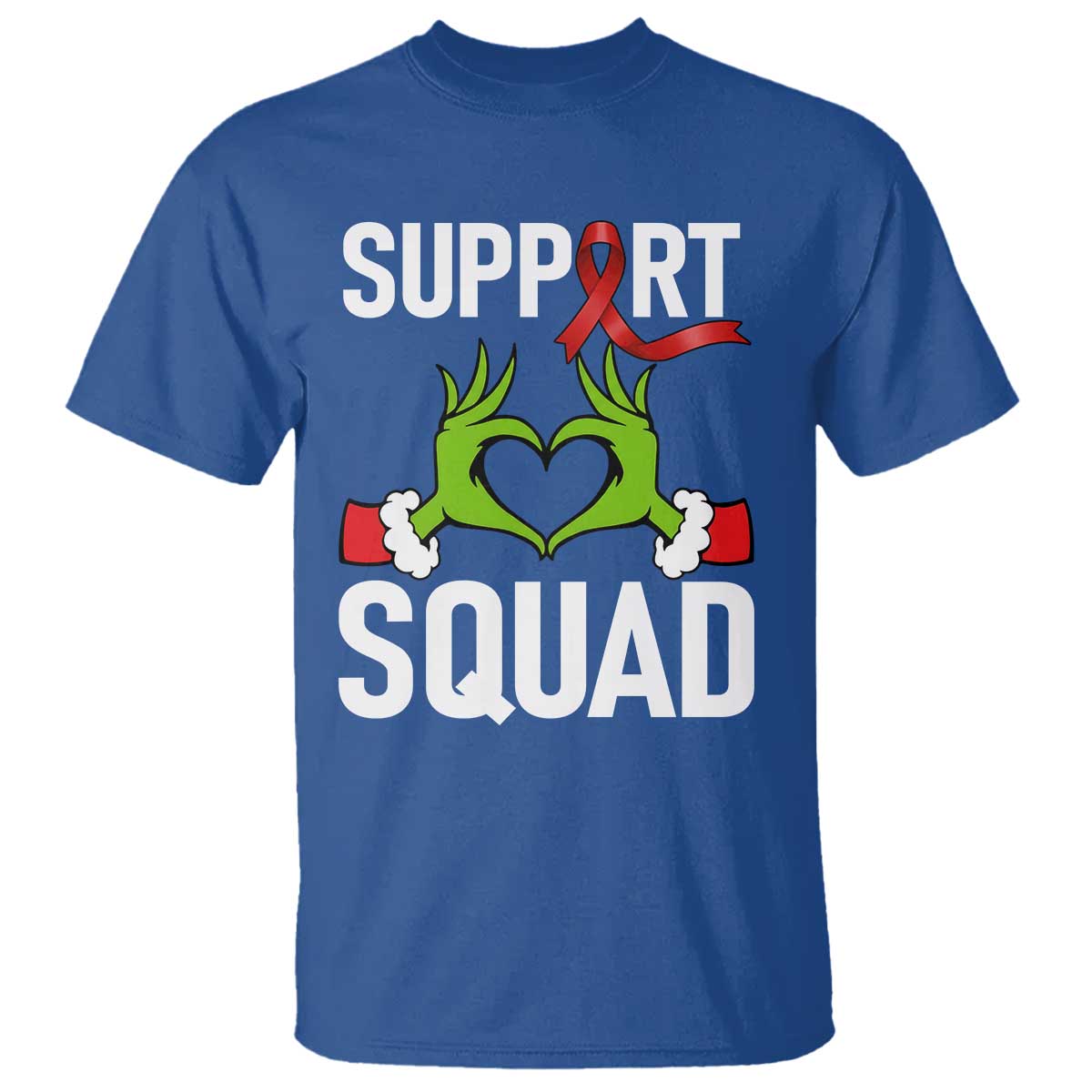 Red Ribbon AIDS Awareness T Shirt Elf Hand Christmas HIV Support - Wonder Print Shop