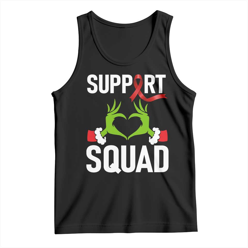 Red Ribbon AIDS Awareness Tank Top Elf Hand Christmas HIV Support - Wonder Print Shop