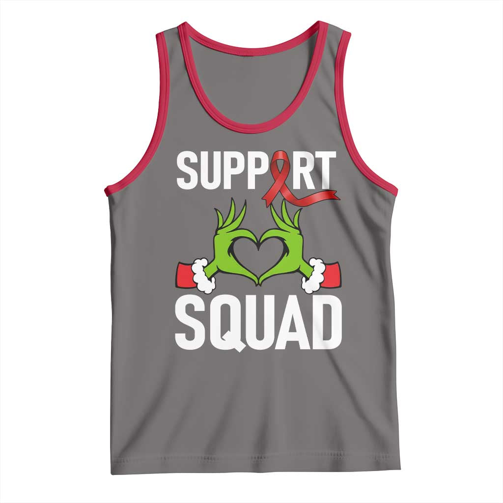 Red Ribbon AIDS Awareness Tank Top Elf Hand Christmas HIV Support - Wonder Print Shop