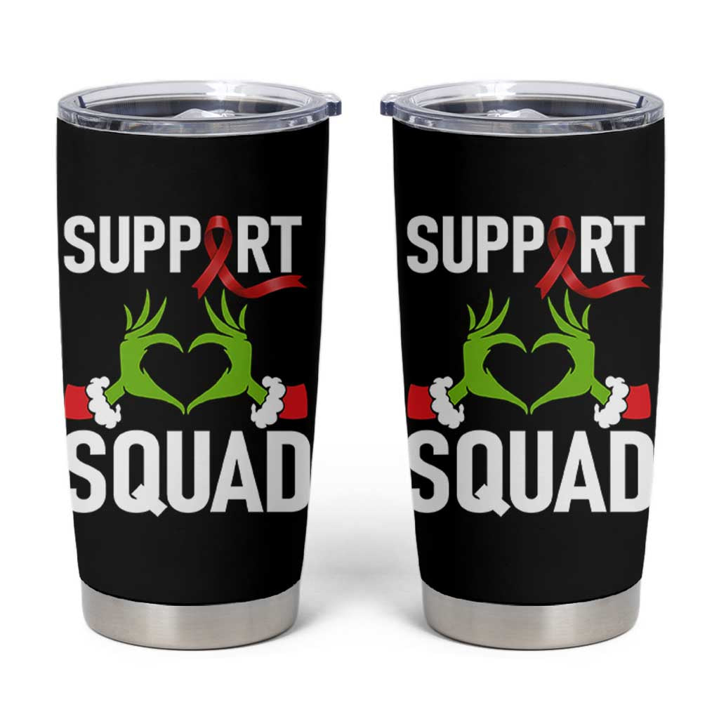 Red Ribbon AIDS Awareness Tumbler Cup Elf Hand Christmas HIV Support - Wonder Print Shop