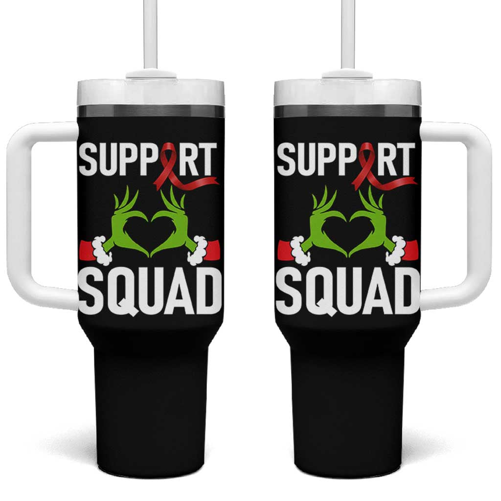 Red Ribbon AIDS Awareness Tumbler With Handle Elf Hand Christmas HIV Support - Wonder Print Shop