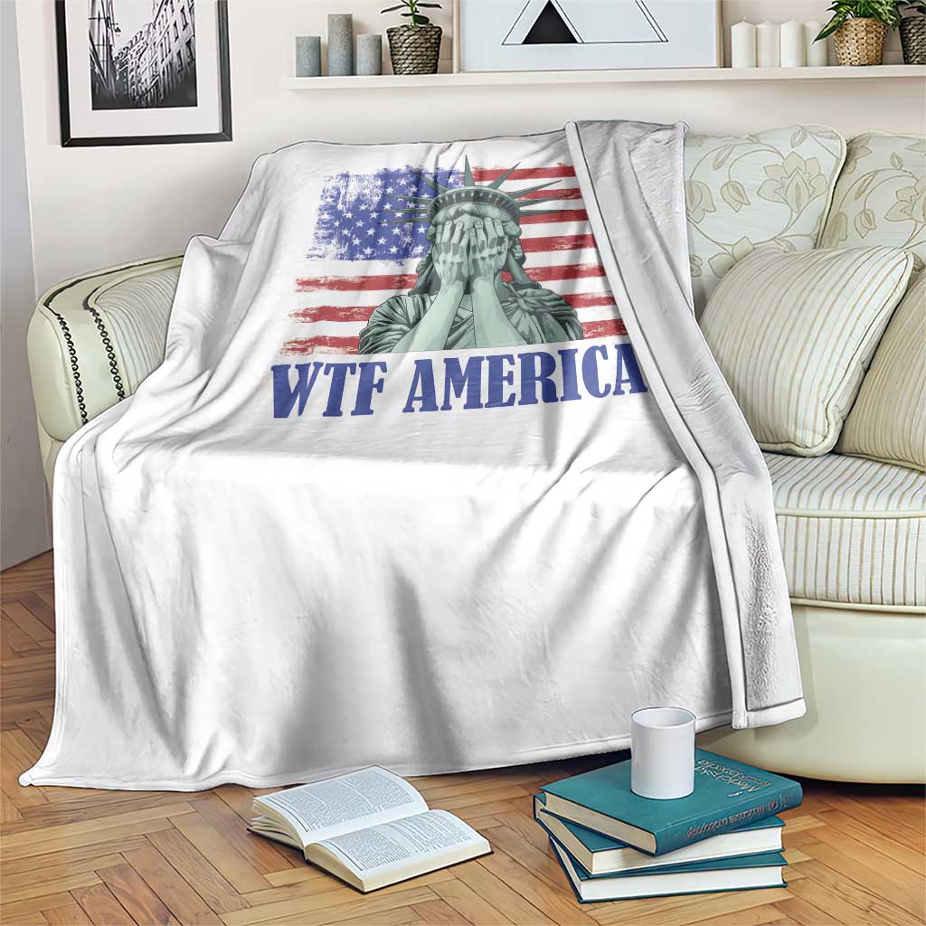 Funny American Throw Blanket Statue of Liberty WTF USA Freedom Satire - Wonder Print Shop