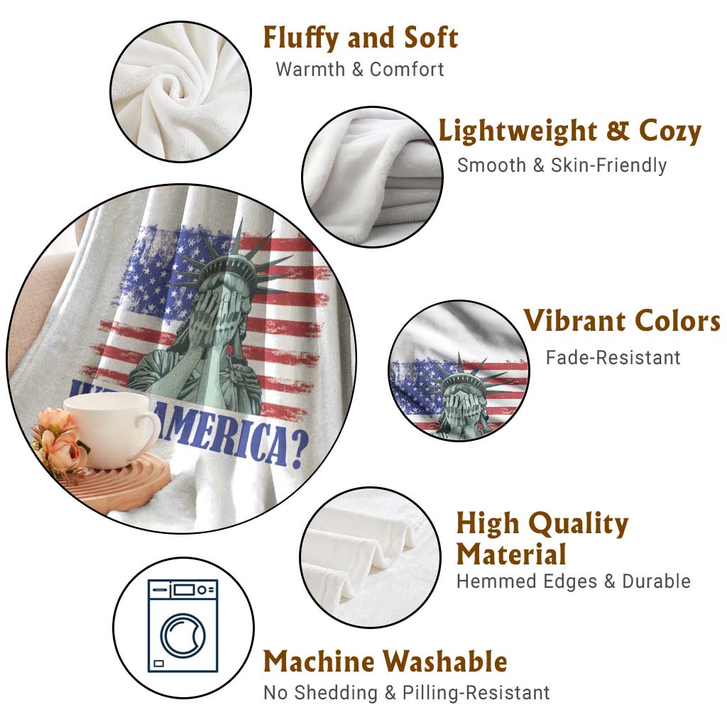 Funny American Throw Blanket Statue of Liberty WTF USA Freedom Satire - Wonder Print Shop