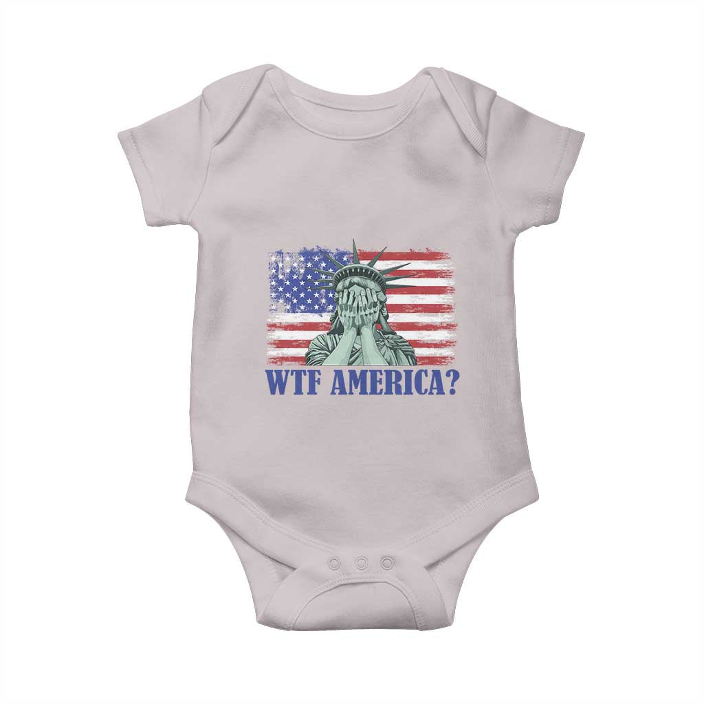 Funny American Baby Onesie Statue of Liberty WTF USA Freedom Satire - Wonder Print Shop