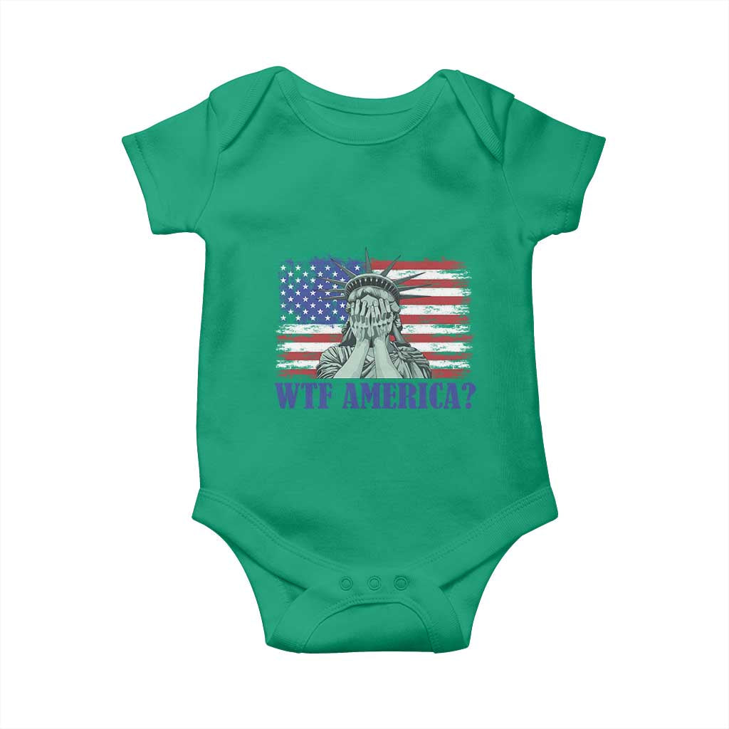 Funny American Baby Onesie Statue of Liberty WTF USA Freedom Satire - Wonder Print Shop