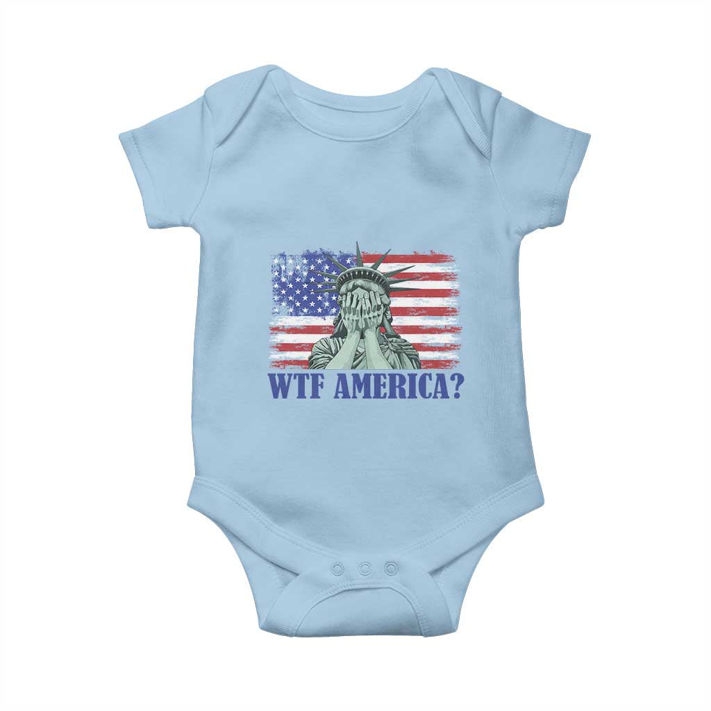 Funny American Baby Onesie Statue of Liberty WTF USA Freedom Satire - Wonder Print Shop