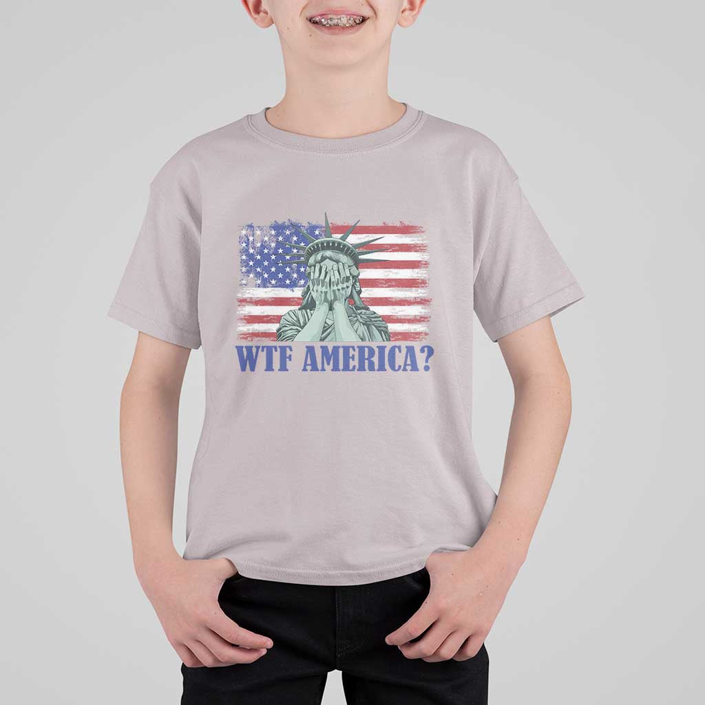 Funny American T Shirt For Kid Statue of Liberty WTF USA Freedom Satire - Wonder Print Shop